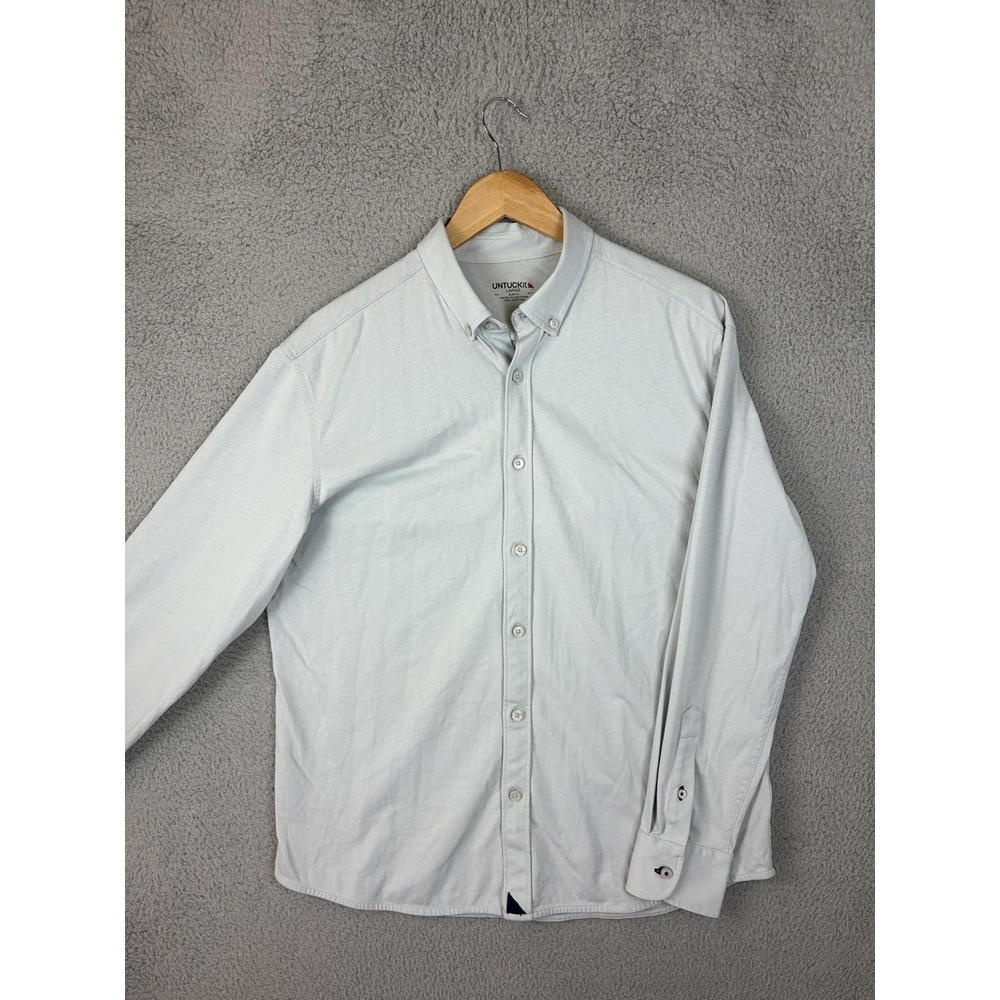 UNTUCKit Shirt Mens Large Blue Solid Long Sleeve Button Front Slim Cotton Casual
